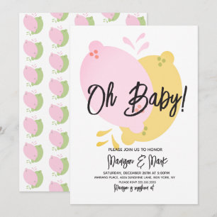 Moderne Roze Limonade Citroen Lime Baby Shower Uit Kaart