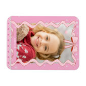 Moderne Roze Lint Custom Foto Magneet (Horizontaal)