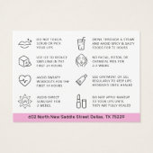 Moderne Roze Lip Blush After Care Kaart (Achterkant)