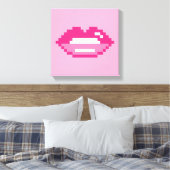 Moderne roze lippen kus pixel art canvas print (Insitu (Slaapkamer))