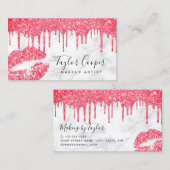 Moderne roze lippen make-up kunstenaar visitekaartje (Voorkant / Achterkant)