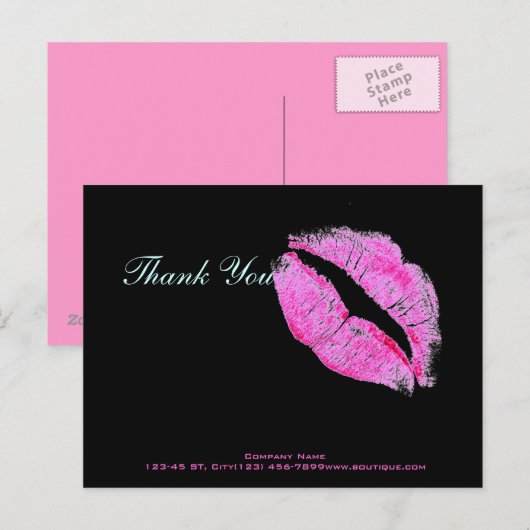 moderne roze lippen Makeup Artist cosmetoloog Briefkaart (Voorkant / Achterkant)