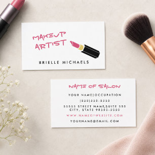 Moderne Roze Lippenstift Make-up Artiest Visitekaartje