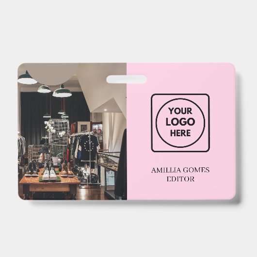 Moderne Roze Logo | Bedrijfsidentiteit Ontwerp Badge (Voorzijde)