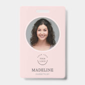 Moderne Roze Logo Foto Haarstylist Badge (Voorzijde)