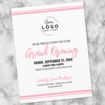 Moderne Roze Logo Zakelijke Grand Opening