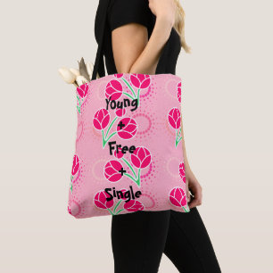 Moderne roze Lotus Flower All-over-Print Canvas ta Tote Bag