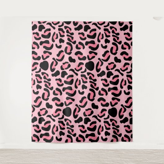 Moderne Roze Luipaard Patroon Dier Wandkleed (Voorkant)