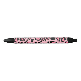 Moderne Roze Luipaard Patroon Dier Zwarte Inkt Pen