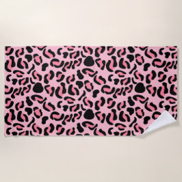 Moderne Roze Luipaardpatroon Dier Strandlaken