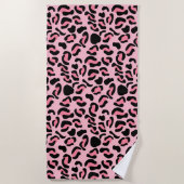 Moderne Roze Luipaardpatroon Dier Strandlaken (Voorkant)