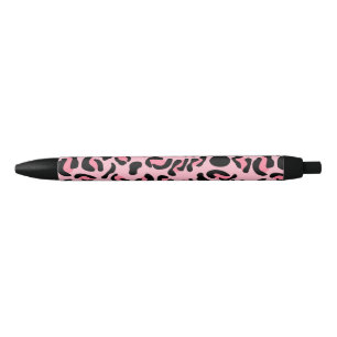 Moderne Roze Luipaardpatroon Dier Zwarte Inkt Pen
