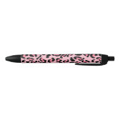 Moderne Roze Luipaardpatroon Dier Zwarte Inkt Pen (Bodem)