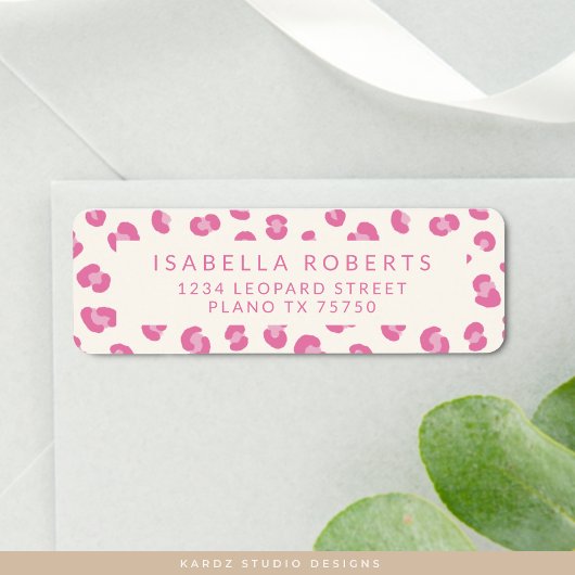 Moderne Roze Luipaardprint Chic Adreslabels Etiket