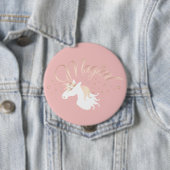 Moderne Roze Magische Eenhoorn Kinderen Ronde Button 4,0 Cm (In situ)