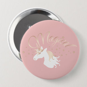 Moderne Roze Magische Eenhoorn Kinderen Ronde Button 4,0 Cm