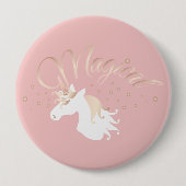Moderne Roze Magische Eenhoorn Kinderen Ronde Button 4,0 Cm (Voorkant)
