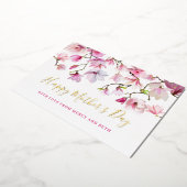 Moderne Roze Magnolia Bloemen Gelukkige Moeders Da Folie Uitnodiging (Gedraaid)