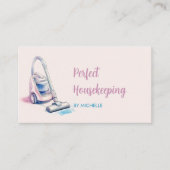 Moderne Roze Maid Schoonmaak Huishoudelijke Dienst Visitekaartje (Voorkant)