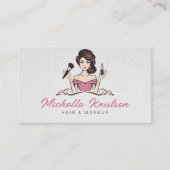 Moderne Roze Make-up Artist & Hair Stylist Salon Visitekaartje (Voorkant)