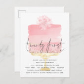 Moderne Roze Manuscript van de Cake 21st Aansporin Briefkaart (Voorkant / Achterkant)