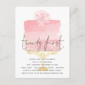 Moderne Roze Manuscript van de Cake 21st Aansporin Briefkaart (Voorkant)