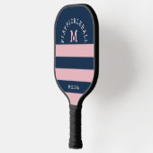 Moderne Roze Marine Zomer Kust Strepen Monogram Pickleball Paddle (Links)