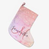 Moderne roze marmer & Glitter Sparkles Grote Kerstsok (Voorkant (Hangend))