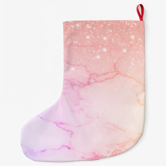 Moderne roze marmer & Glitter Sparkles Grote Kerstsok (Achterkant)