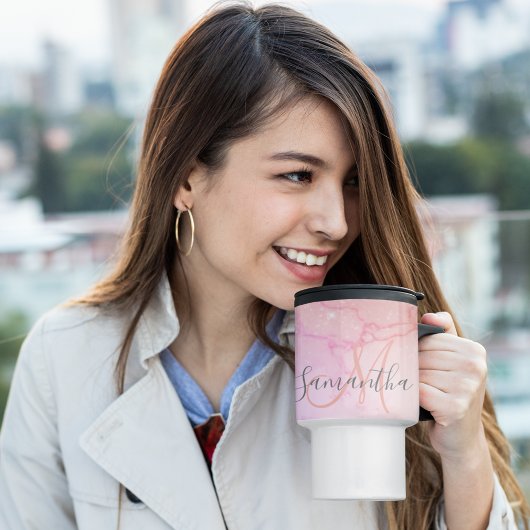 Moderne roze marmer & Glitter Sparkles Reisbeker