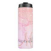 Moderne roze marmer & Glitter Sparkles Thermosbeker (Voorkant)