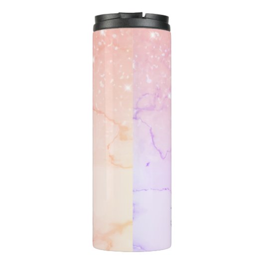 Moderne roze marmer & Glitter Sparkles Thermosbeker (Achterkant)