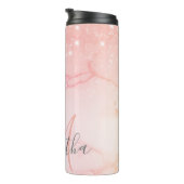 Moderne roze marmer & Glitter Sparkles Thermosbeker (Geroteerd rechts)