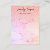 Moderne Roze Marmer & Glitter Verdienende Houder Visitekaartje (Voorkant)