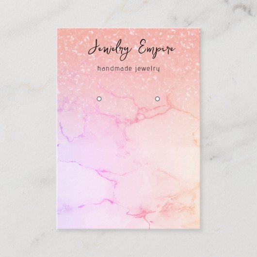 Moderne Roze Marmer & Glitter Verdienende Houder Visitekaartje (Voorkant)