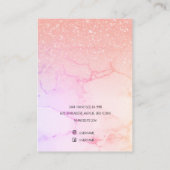 Moderne Roze Marmer & Glitter Verdienende Houder Visitekaartje (Achterkant)