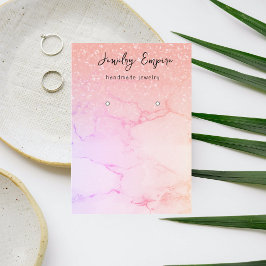 Moderne Roze Marmer & Glitter Verdienende Houder Visitekaartje