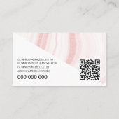 Moderne Roze Marmer QR Code Interieurontwerp Visitekaartje (Achterkant)