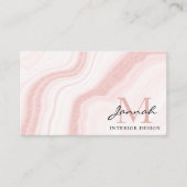 Moderne Roze Marmer QR Code Interieurontwerp Visitekaartje (Voorkant)