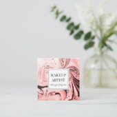 Moderne roze marmer Roos Gold Makeup Artist Square Vierkante Visitekaartje (Staand voorkant)