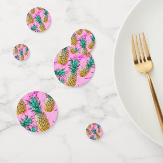 Moderne Roze Marmer Tropische Ananas Chic Confetti (Groep)