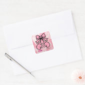 Moderne Roze Marmered Borstkanker Warrior Naam Vierkante Sticker (Envelop)
