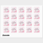 Moderne Roze Marmeren Bruiloft Favor Liefde Sticke Vierkante Sticker (Vel)