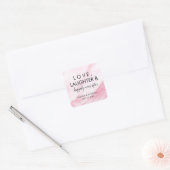 Moderne Roze Marmeren Bruiloft Favor Liefde Sticke Vierkante Sticker (Envelop)