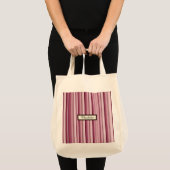 Moderne Roze Mauve Gestreepte Gepersonaliseerde Kr Tote Bag (Voorkant (product))