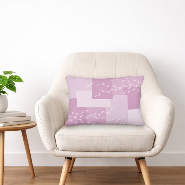 Moderne Roze Mauve Witte Botanische Accentkussen Accent Kussen (Creator heeft geüpload)