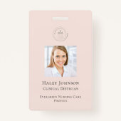 Moderne Roze Medewerker Zakelijke Logo QR Code Fot Badge (Voorkant)