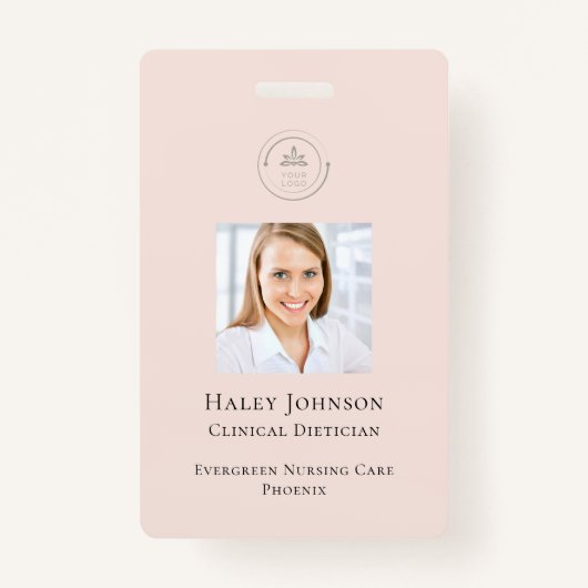 Moderne Roze Medewerker Zakelijke Logo QR Code Fot Badge (Voorkant)