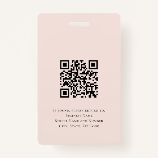Moderne Roze Medewerker Zakelijke Logo QR Code Fot Badge (Achterkant)