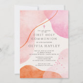 Moderne roze meisjes Eerste Communie Kaart (Voorkant)